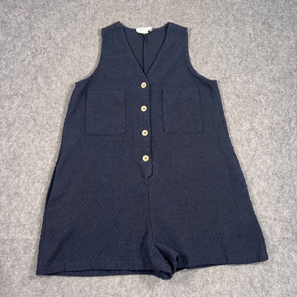 Pomander Place Tuckernuck Navy Blue Textured Myla Romper Women's Size XL